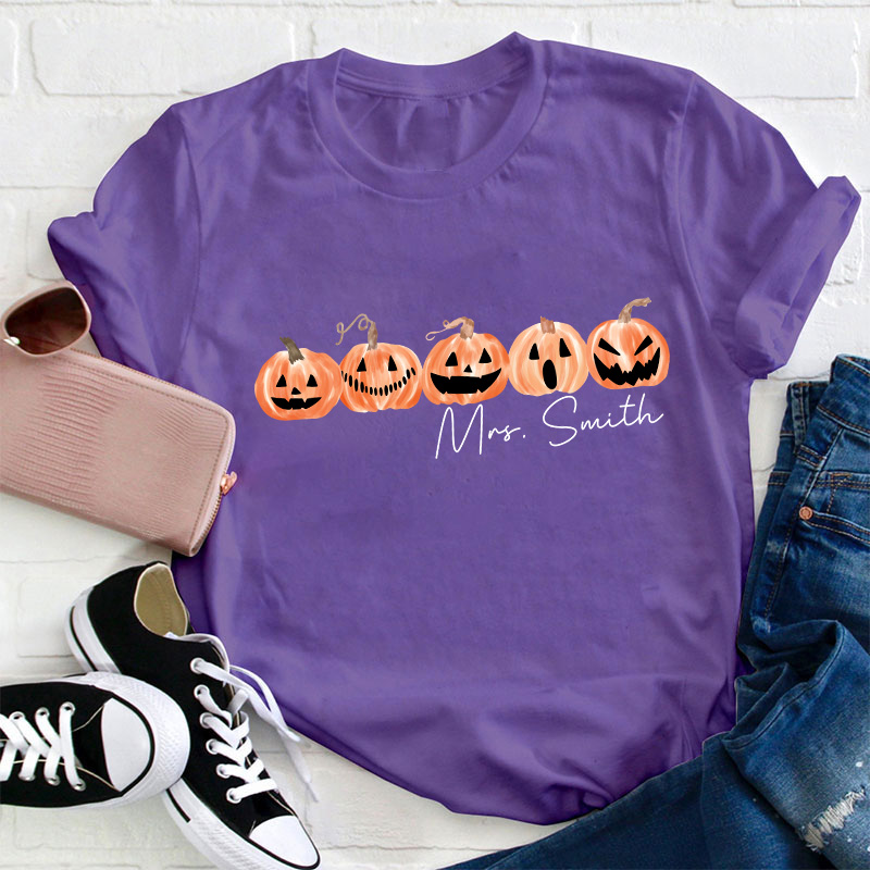 Personalized Name Happy Halloween Teacher T-Shirt