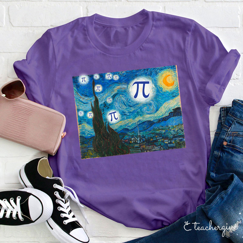 Starry Night With Pi Teacher T-Shirt