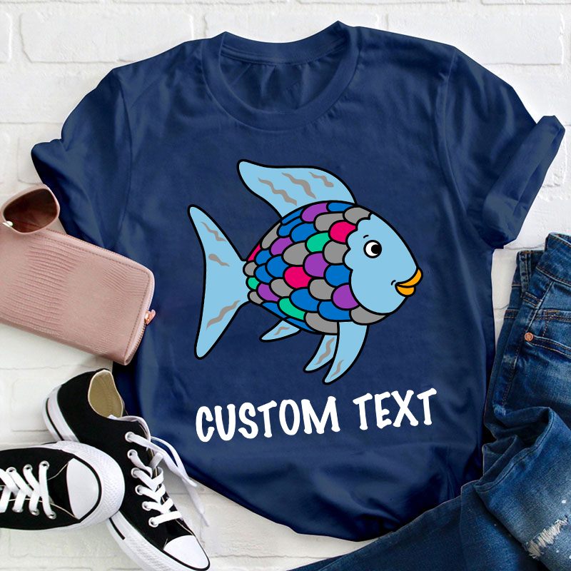 Personalized Rainbow Fish Teacher T-Shirt