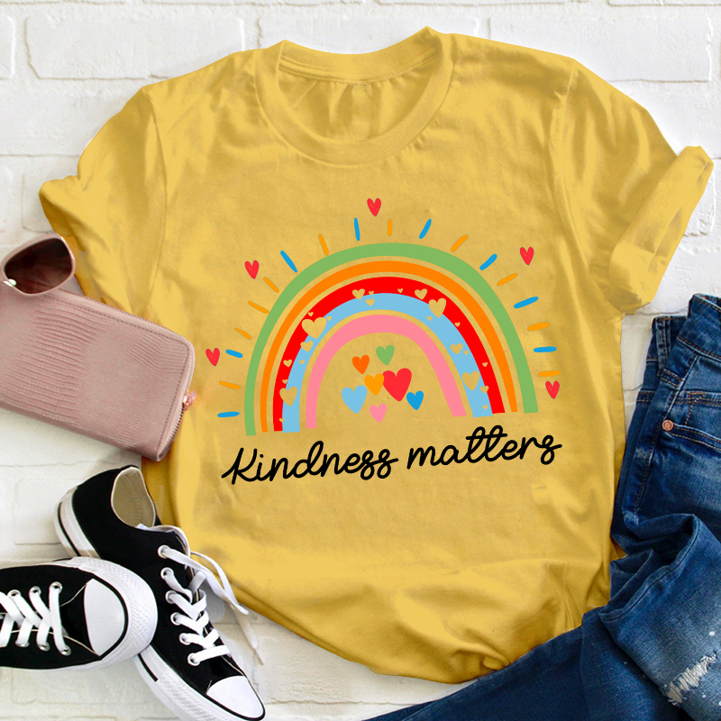 Kindness Matters Rainbow Teacher T-Shirt