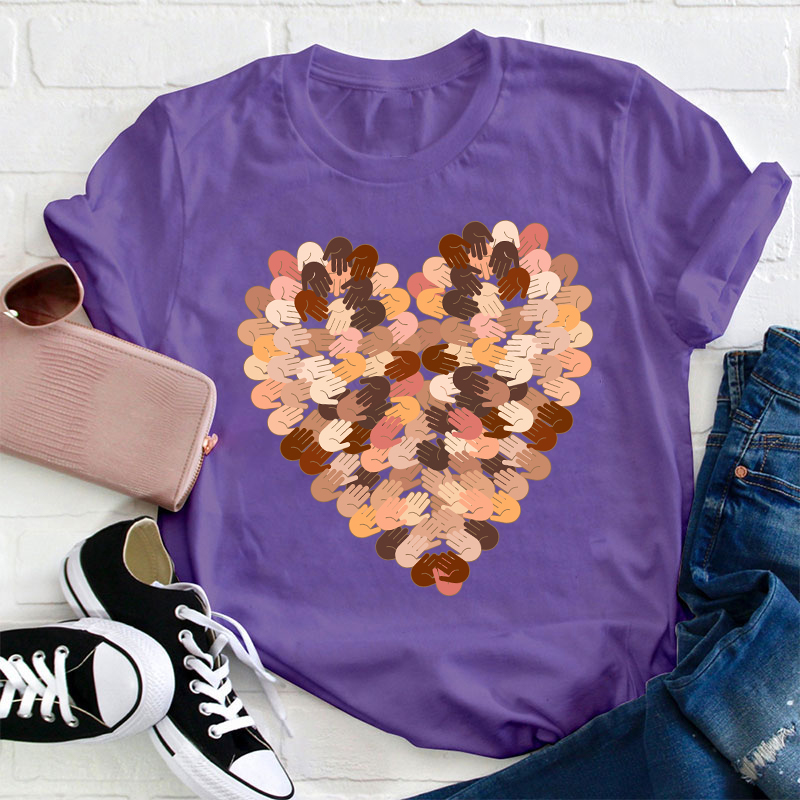 Color Mosaic Heart Teacher T-Shirt