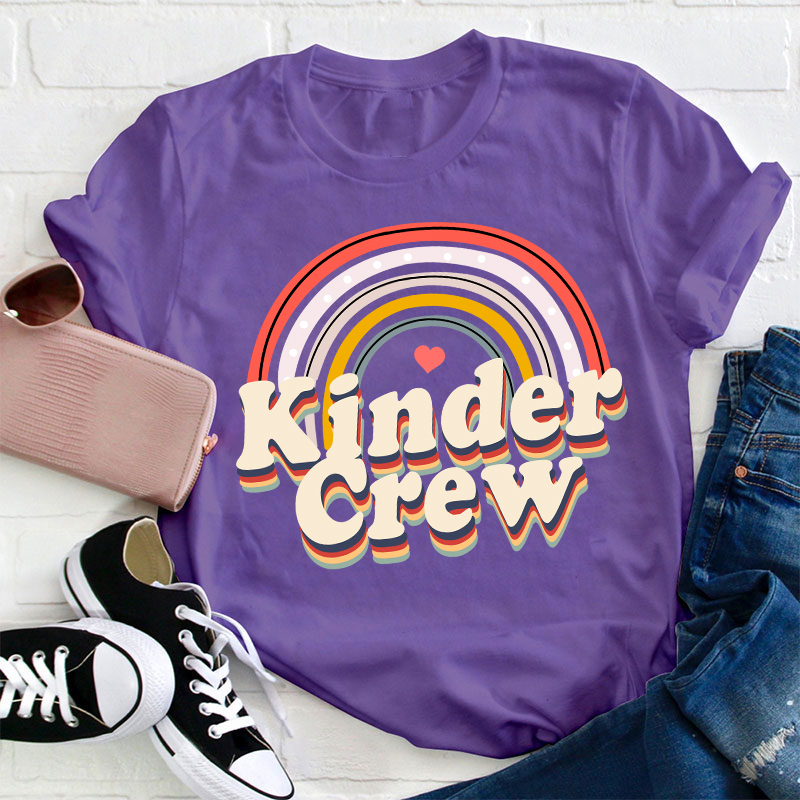 Kinder Crew Rainbow Teacher T-Shirt