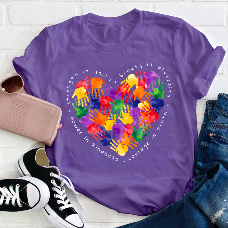 Colorful Little Hands Form A Love Heart Teacher T-Shirt