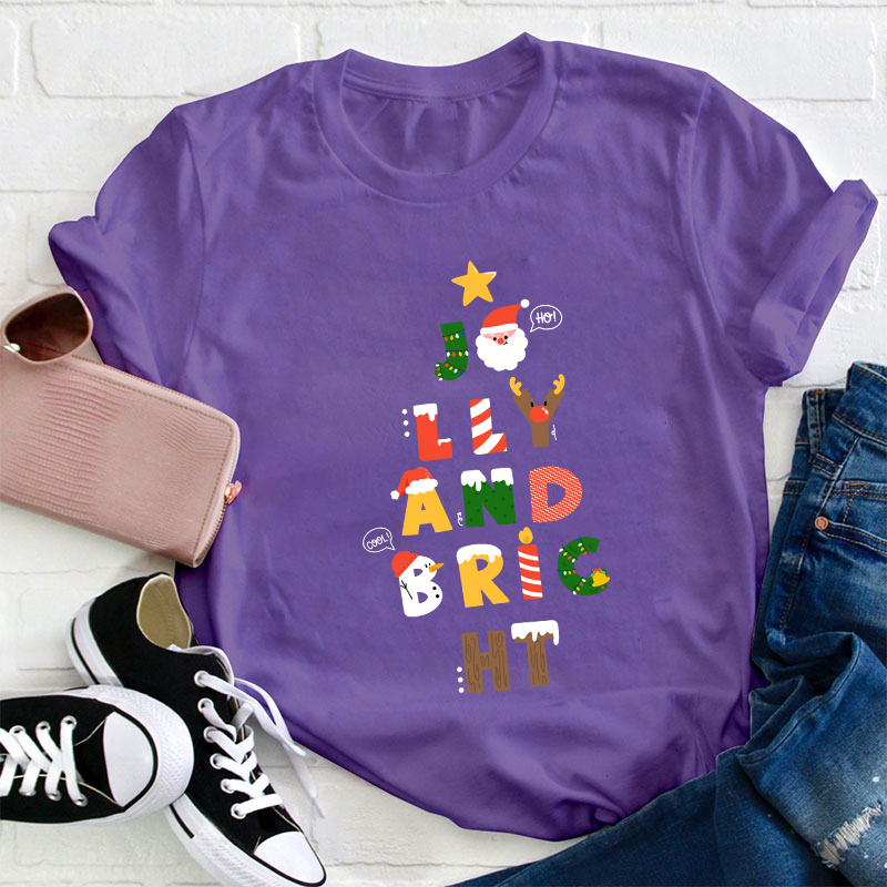 Jolly And Bright Best Christmas Vibes Teacher T-Shirt