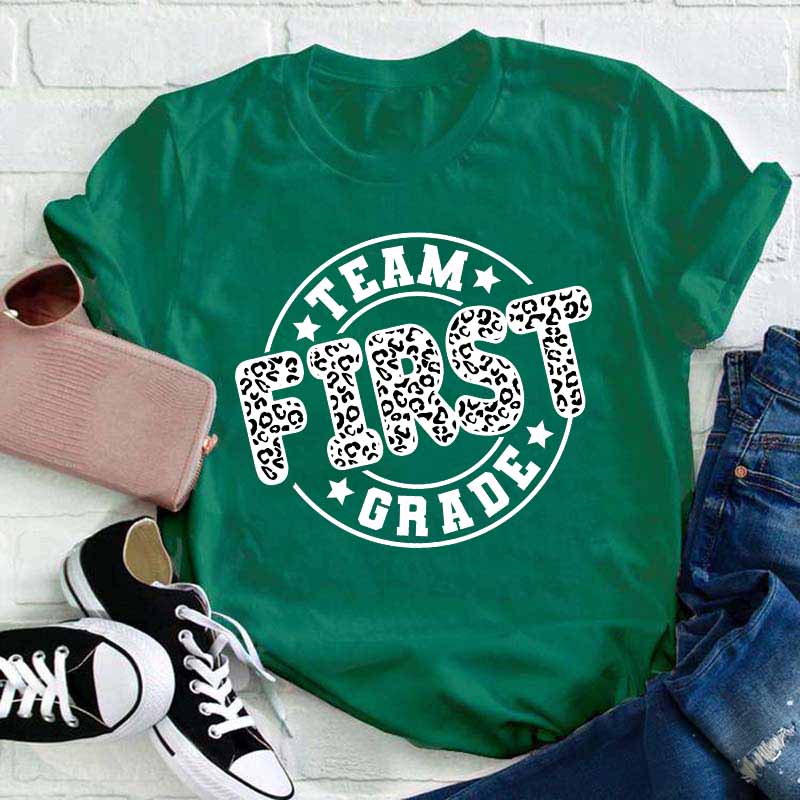 Personalized Grade Team Leopard Teacher T-Shirt