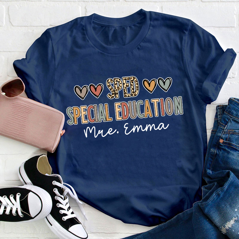 Personalized Name Vintage Heart Teacher T-Shirt