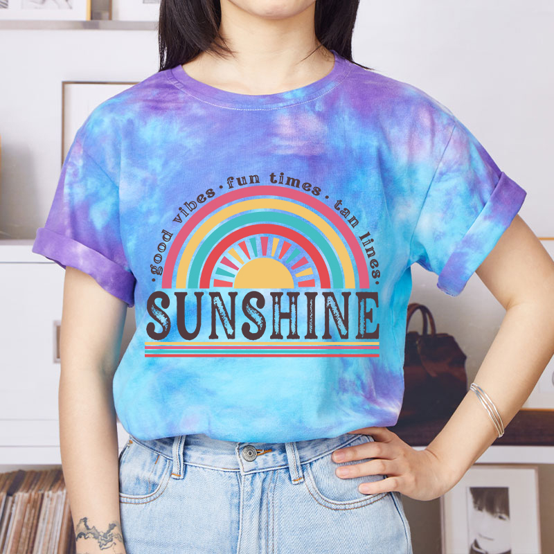 Good Vibes Fun Times Tan Lines Tie-dye T-Shirt