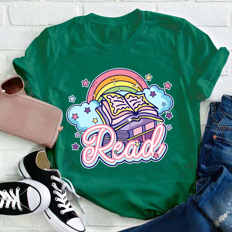 Cute Rainbow Read Teacher T-Shirt