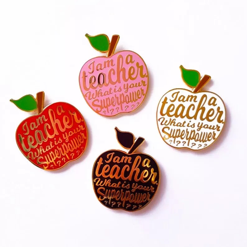4 Pcs Teacher Enamel Pin Gift Idea