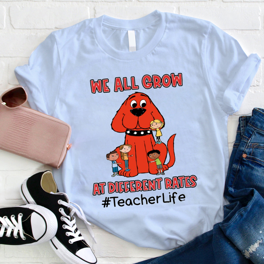 We All Grow At Different Rates The Big Red Dog Teacher T-Shirt