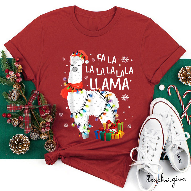 Fa La La La La La La Llama Teacher T-Shirt
