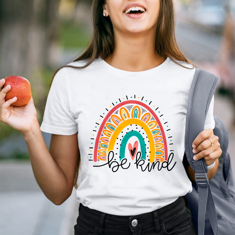 Be Kind Sunflower Rainbow Teacher T-Shirt