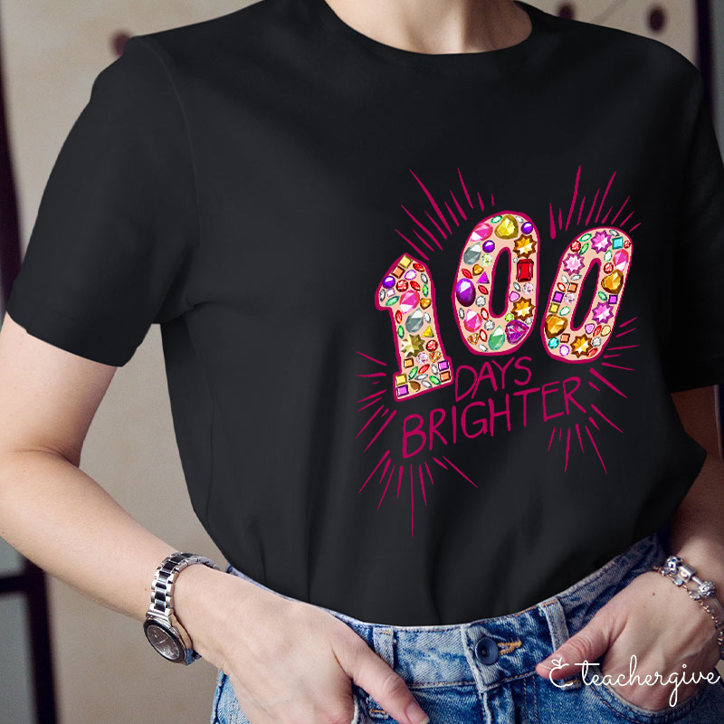 Fireworks For 100 Days Brighter Teacher T-Shirt