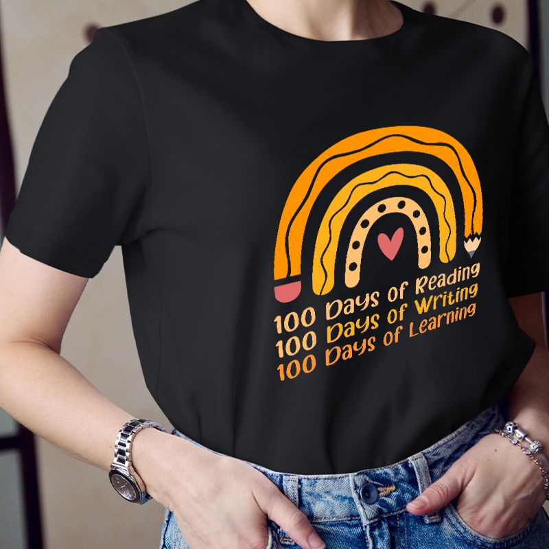100 Days Of Reading 100 Days Of Writing 100 Days Of Learning Teacher T-Shirt