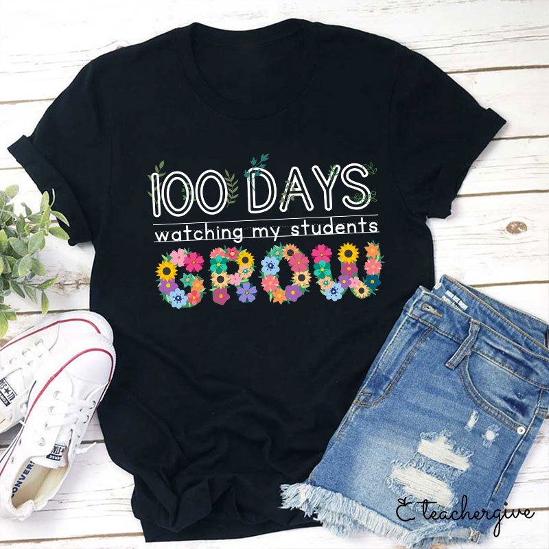 100 Days Watching My Students Grow Wreath Teacher T-Shirt