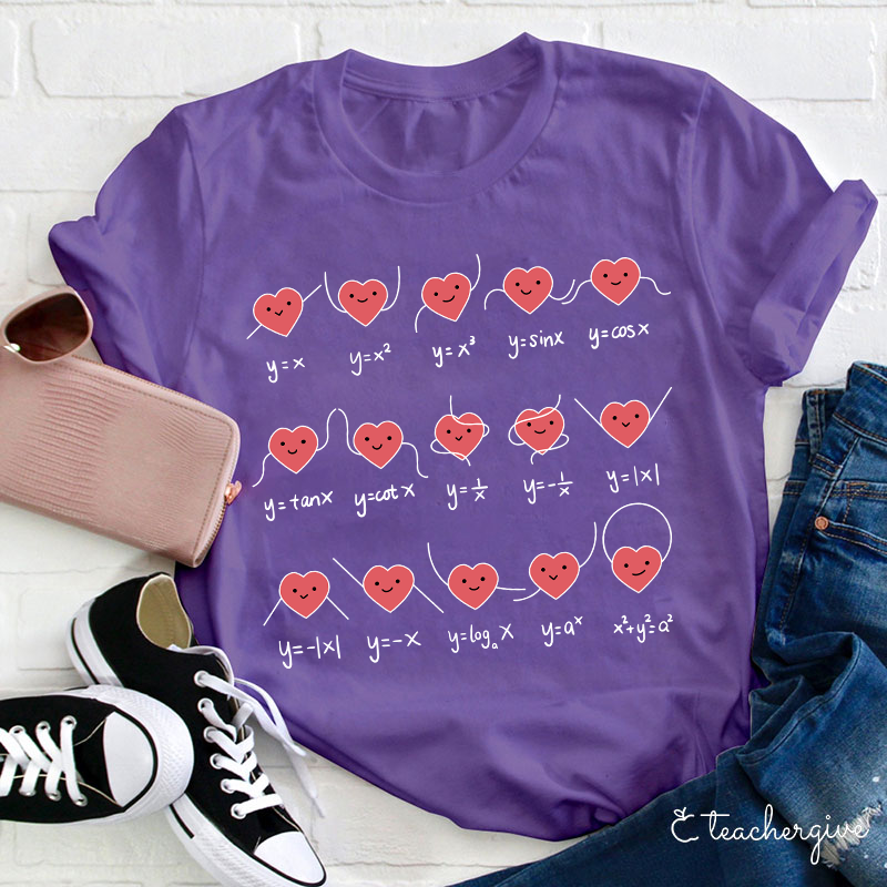 Cute Hearts Doing Math Teacher T-Shirt