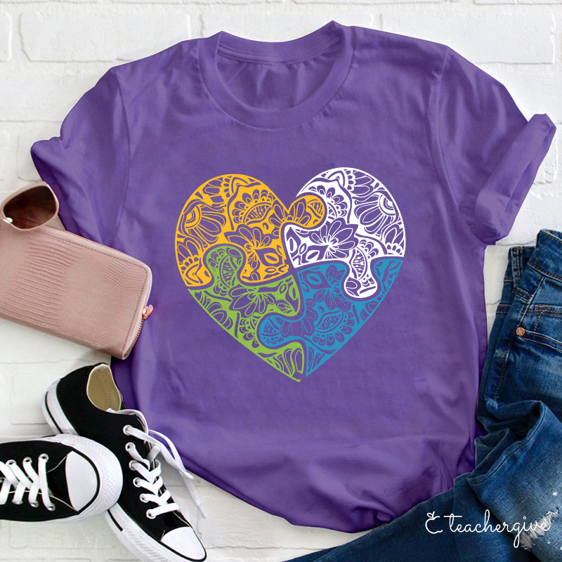 Puzzle Heart SLP Teacher T-Shirt