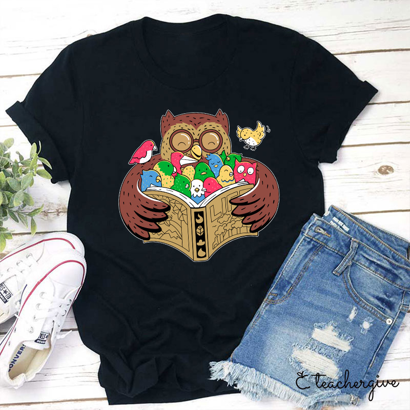 Owl Reading Education For All Teacher T-Shirt