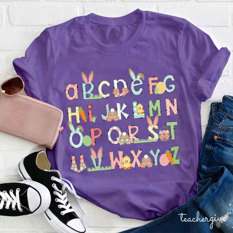 Bunny Chicken Alphabet Teacher T-Shirt