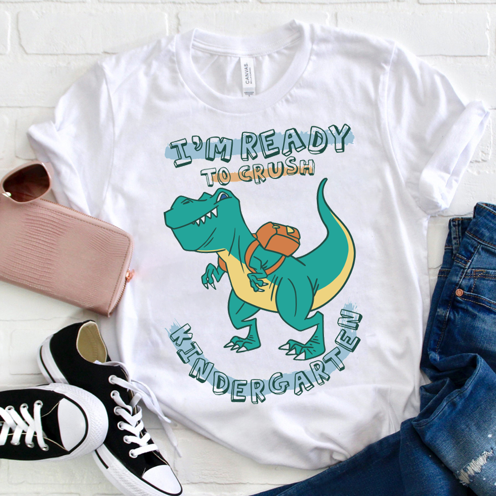 Personalized I'm Ready To Crush Kindergarten Green Dinosaurs  T-Shirt
