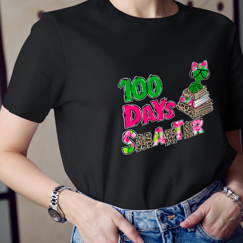 Bookworm 100 Days Smarter Teacher T-Shirt