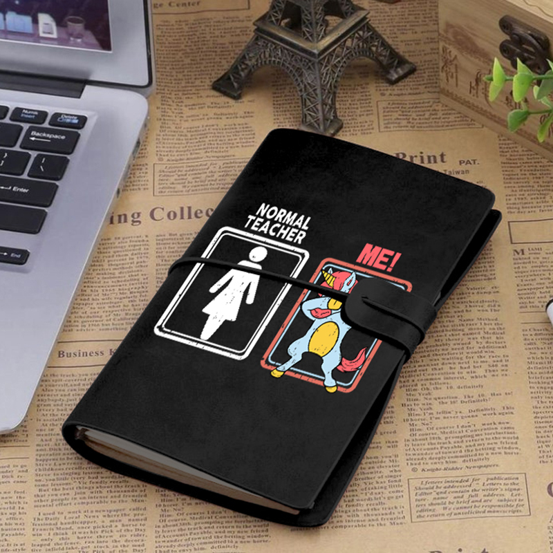Unicorn Funny Teacher Faux Leather Notebook