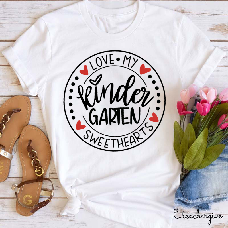 Personalized Grade Love My Kinderagrten Sweethearts Teacher T-Shirt