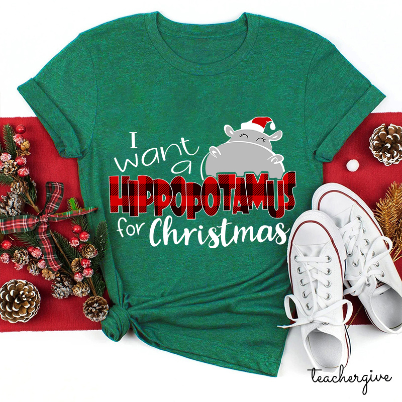 I Want A Hippopotamus For Christmas Teacher T-Shirt