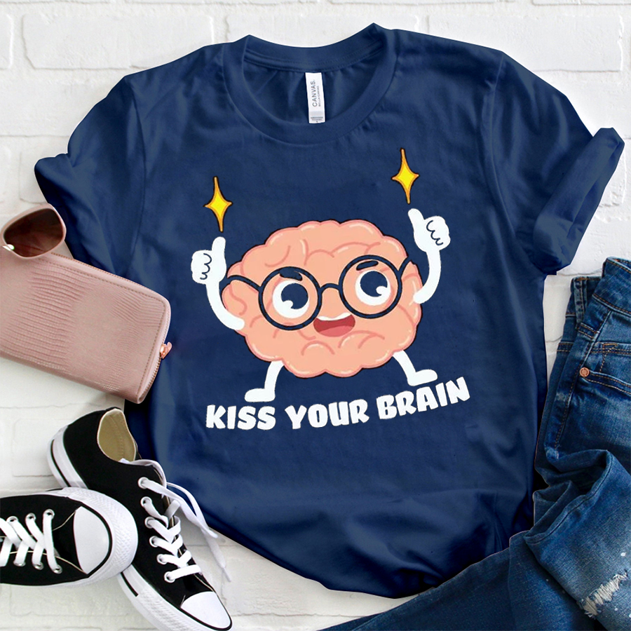 Kiss Your Brain Cartoon Image T-Shirt