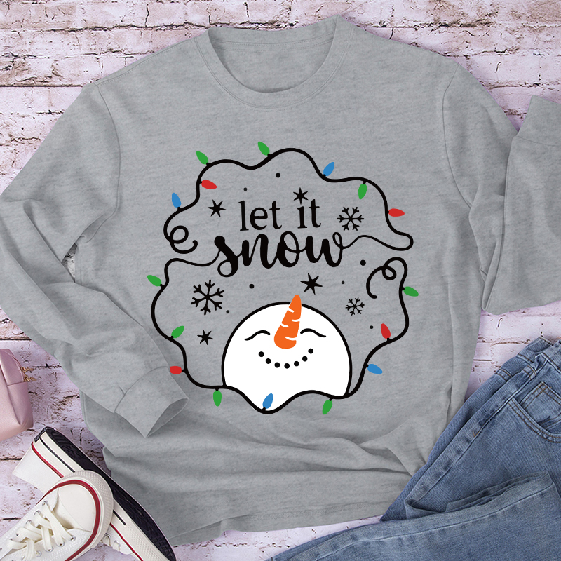 Let It Snow Snowman Teacher Long Sleeve T-Shirt