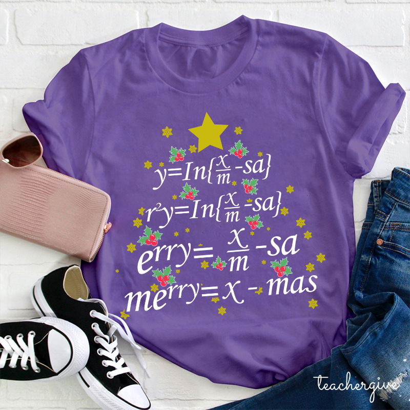 Merry Christmas Math Equation Teacher T-Shirt