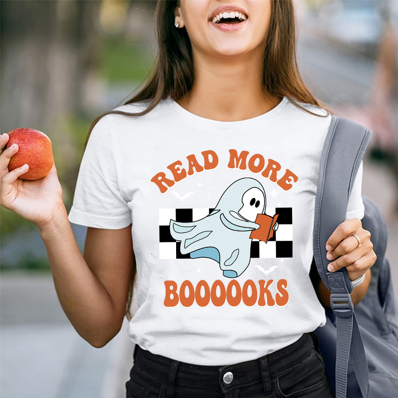 Read More Boooooks Bookish Ghost Teacher T-Shirt