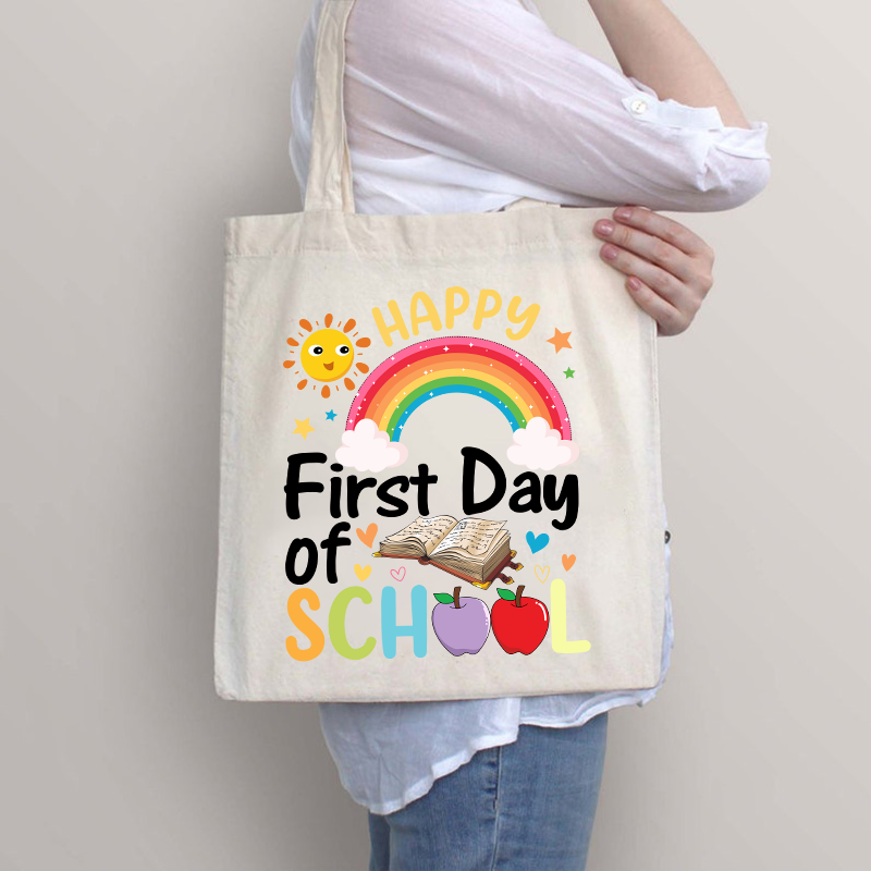 Happy First Day Of School Sunshine And Rainbow  Tote Bag
