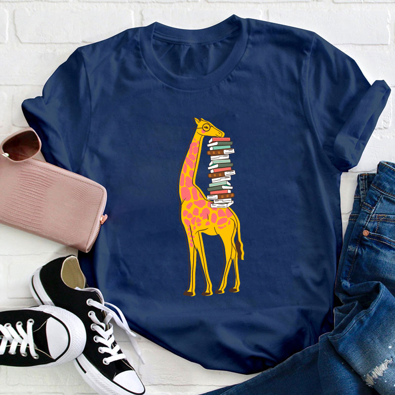 Giraffe And Books T-Shirt