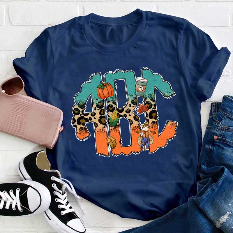 Personalized Halloween Letters Teacher T-Shirt