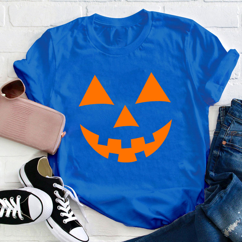Halloween pumpkin Face Teacher T-Shirt
