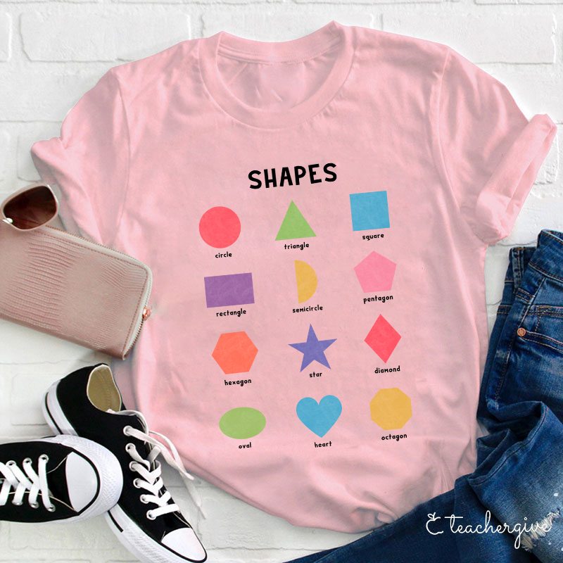 Twelve Colorful Shapes Teacher T-Shirt