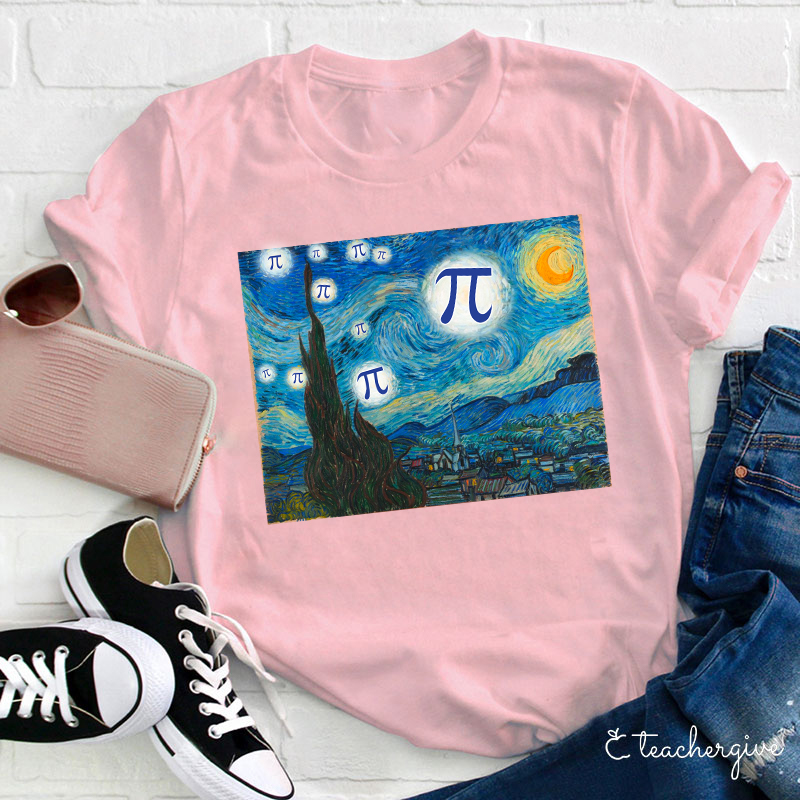 Starry Night With Pi Teacher T-Shirt