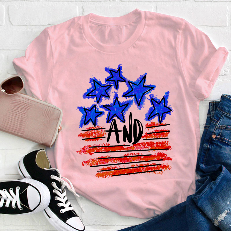 Stars And Flag Teacher T-Shirt