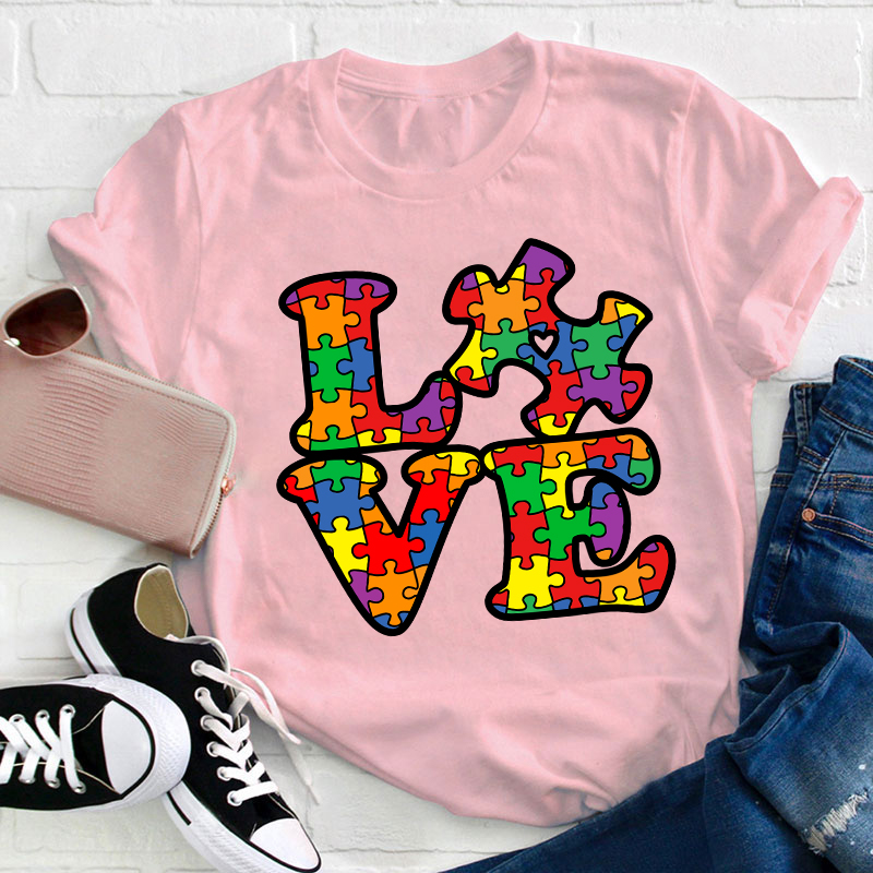 Love Austism Teacher T-Shirt