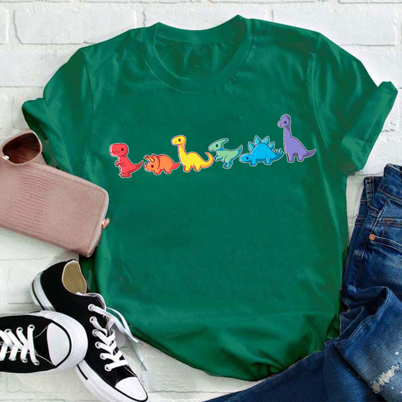 Animal World Dinosaur Turtle Rhinoceros Teacher T-Shirt