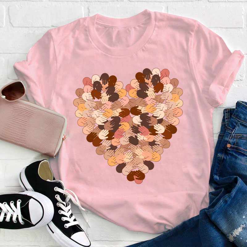 Color Mosaic Heart Teacher T-Shirt