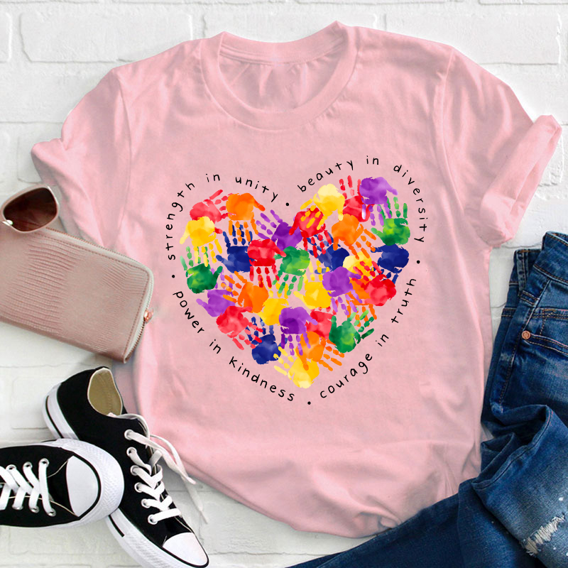 Colorful Little Hands Form A Love Heart Teacher T-Shirt