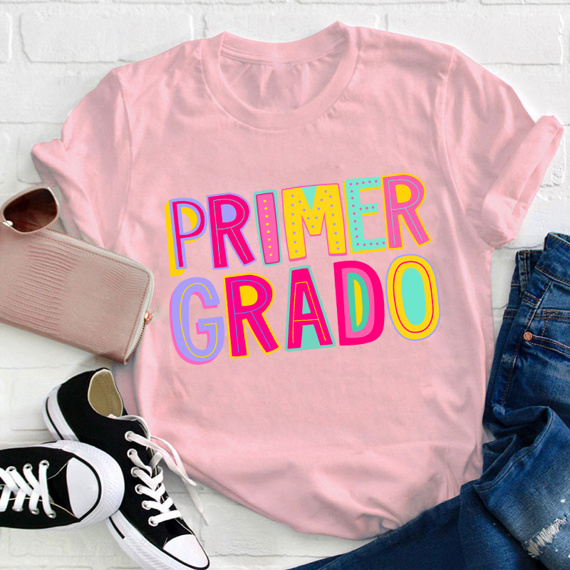 Personalized Grade Macaron Color Teacher T-Shirt