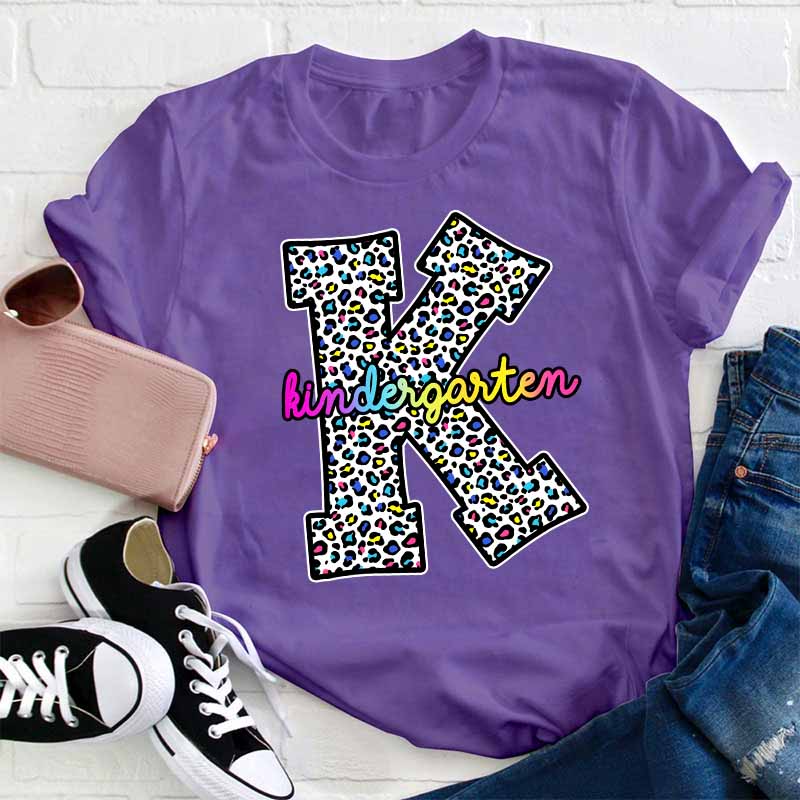 Personalized Colorful Leopard Teacher T-Shirt
