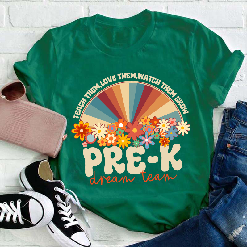 Personalized Teach Love Watch Them Grow Teacher T-Shirt