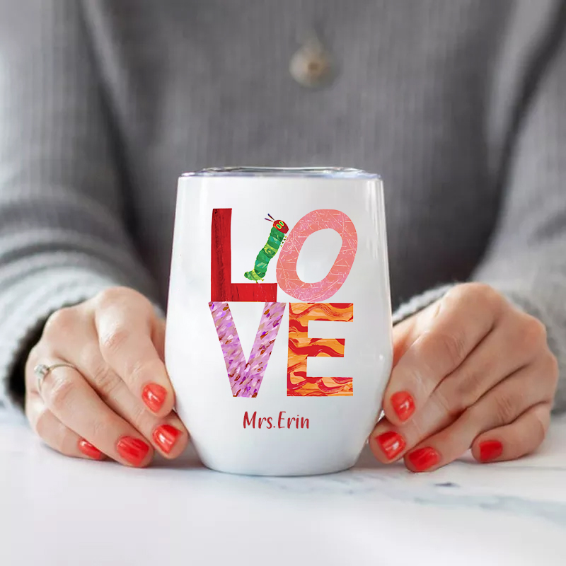 Personalized Love Letter Caterpillar  Wine Tumbler