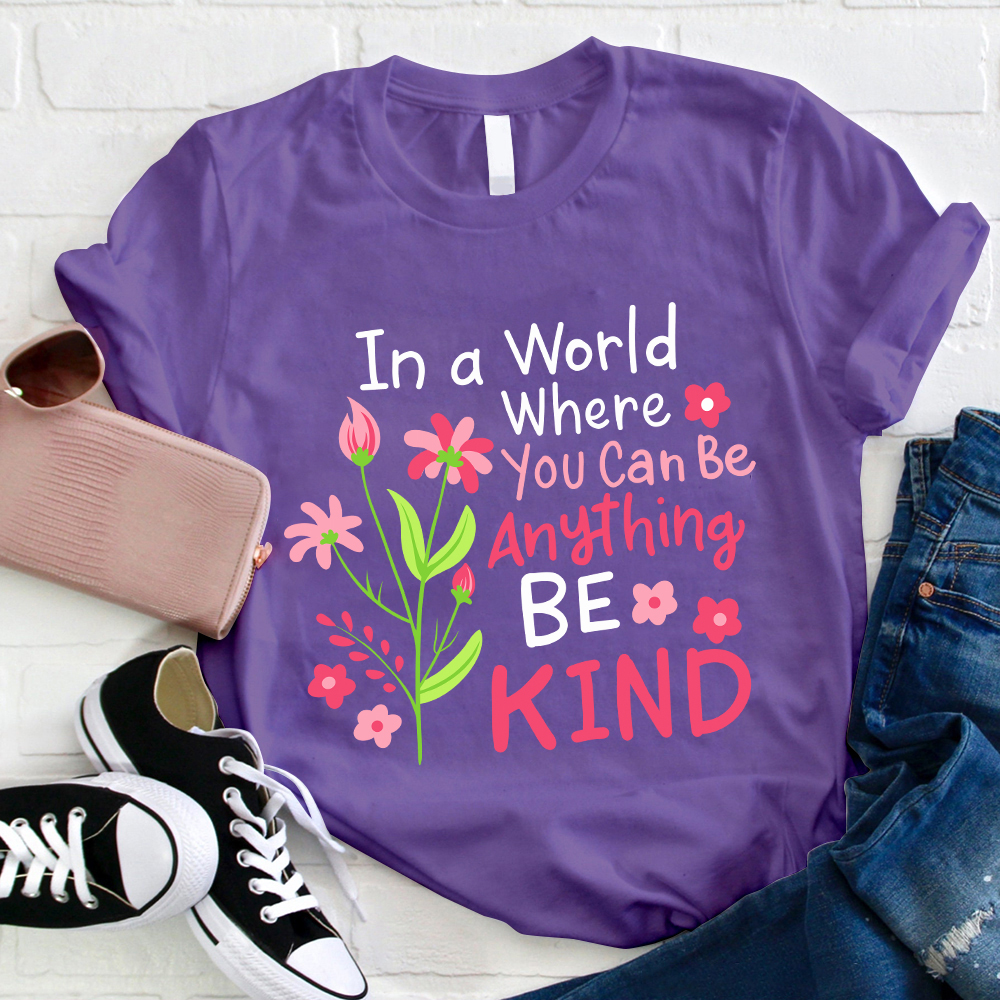 Be Kind Pink Flower Teacher T-Shirt