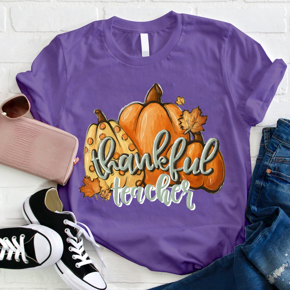 Autumn Pumpkin Thankful Teacher T-Shirt