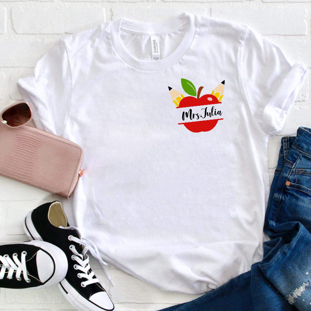 Personalized Apple Teacher Name  T-Shirt